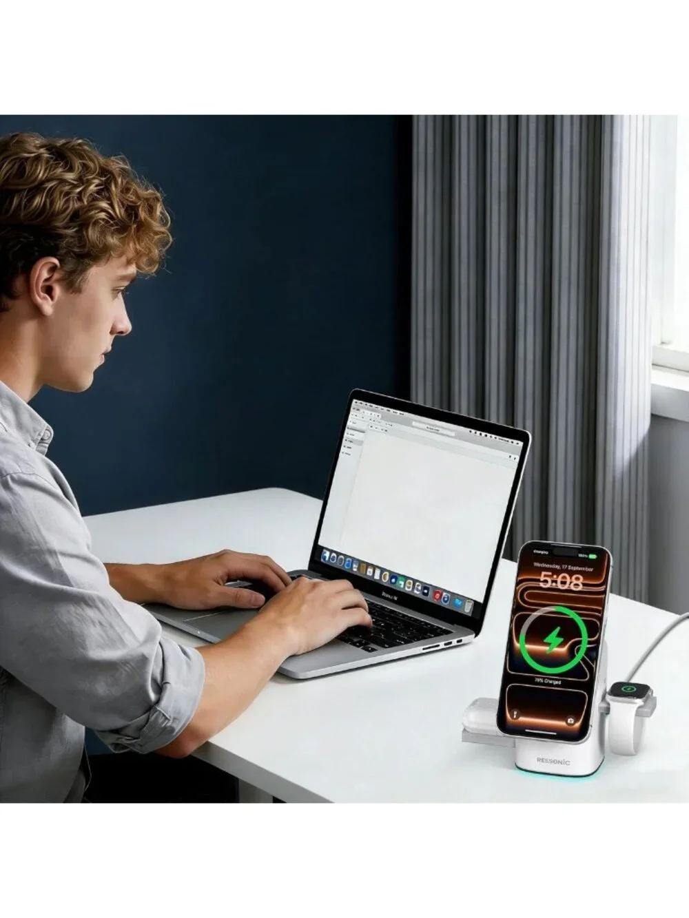 3-in-1 Fast Wireless Charging Station for iPhone, Galaxy, AirPods & iWatch - 25W